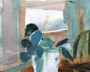 Collage, still life, subtle colour, peaceful