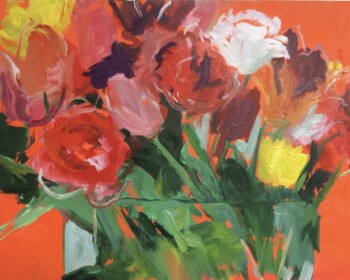 Tulips, riotous colour, red on red
